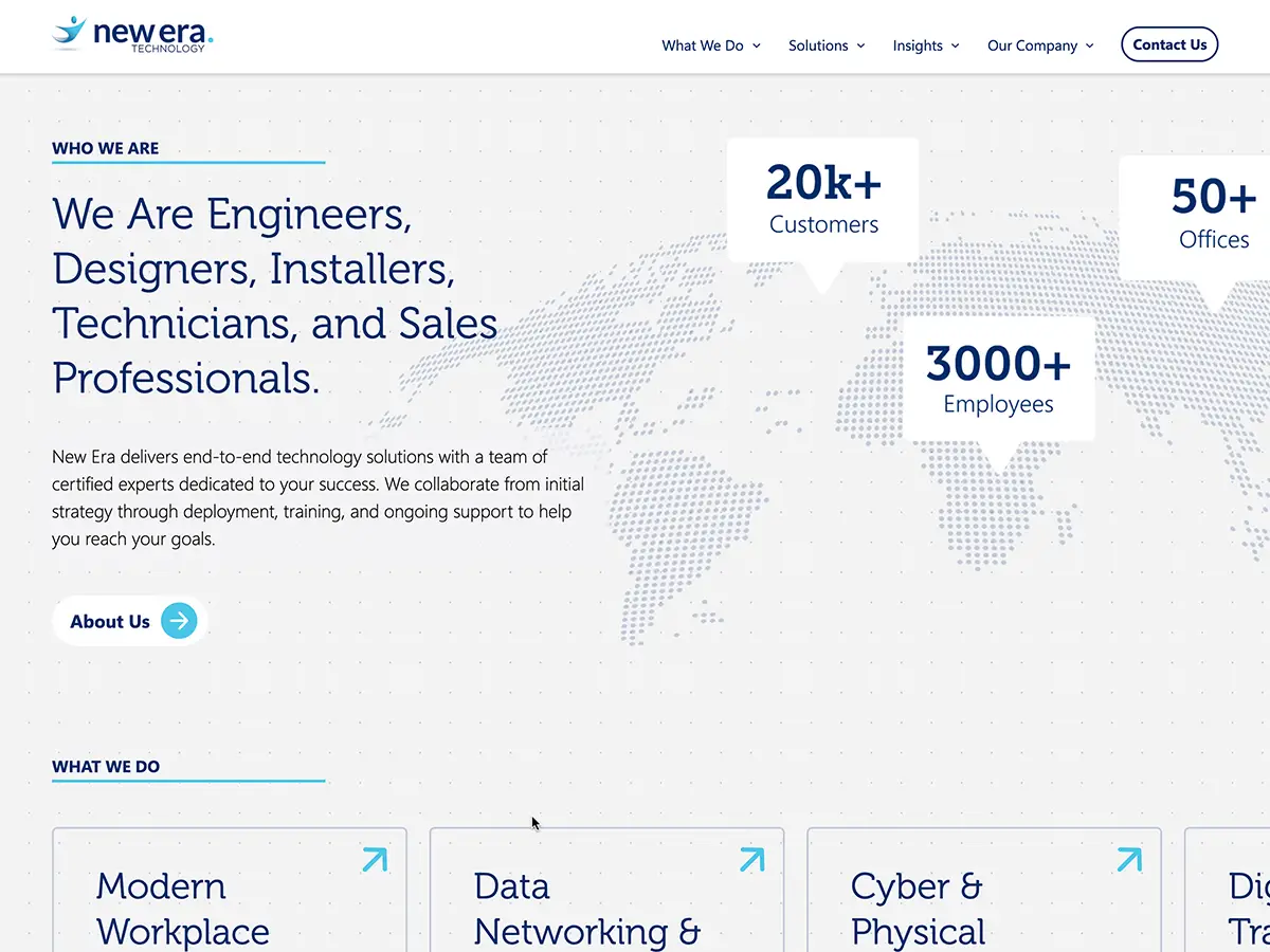 Screenshot of the New Era Technology website